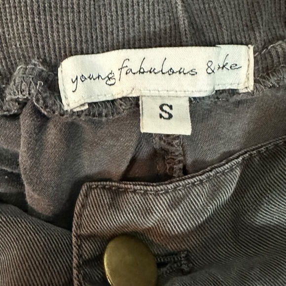 Young Fabulous & Broke Ankle Tie Subversive Cargo Joggers Black Grey Silky Small - Picture 8 of 10